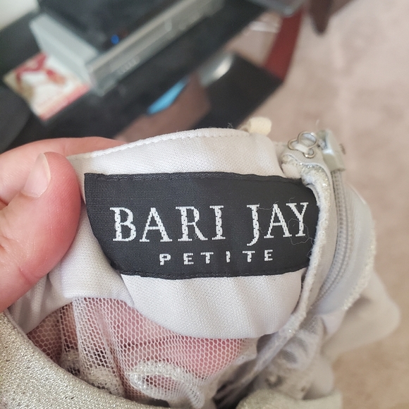 Bari Jay xs slinky silver maxi adorned with pearls mesh panels vintage - Picture 3 of 9